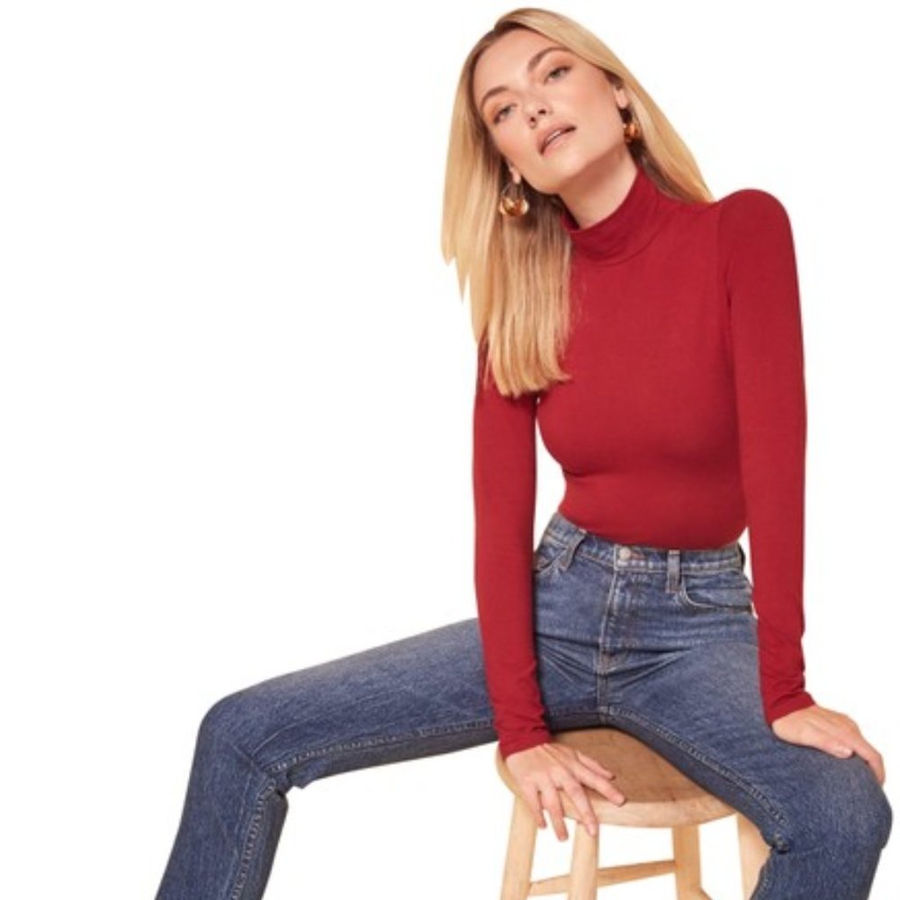 New w/ Tags Reformation Jeans Navia Turtleneck Bodysuit